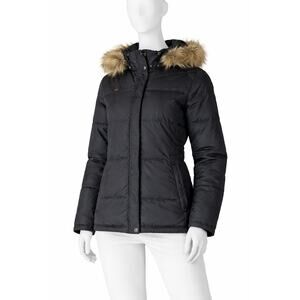 Columbia Womens Omni-Shield xco Faux Fur Hood Puffer Winter Jacket Black L Coat